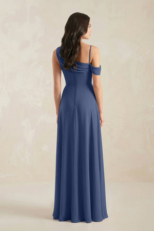 One-Shoulder Chiffon A-Line Bridesmaid Dress in Navy - SHE IS ME BRIDESMAID DRESSES