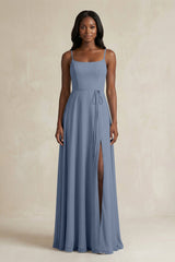 A-Line Spaghetti Straps Chiffon Bridesmaid Dress in Neptune - KISS BRIDAL BRIDESMAID DRESSES