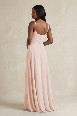 A-Line Spaghetti Straps Chiffon Bridesmaid Dress in Pale Blush - SHE IS ME BRIDESMAID DRESSES