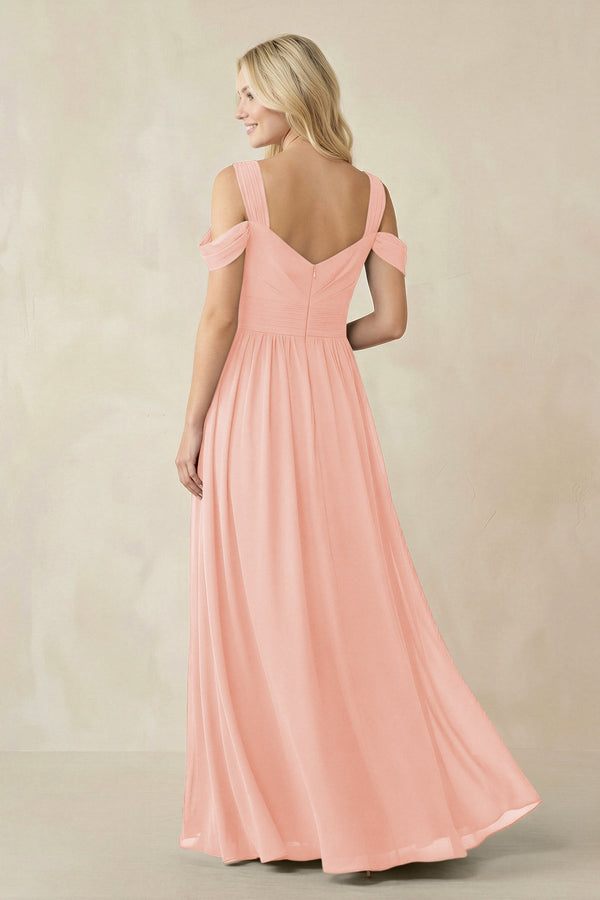 Chiffon A-Line Bridesmaid Dress with Slit  in Rose Petal - SHE IS ME BRIDESMAID DRESSES