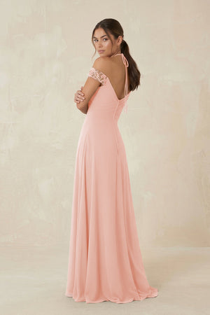 A-Line Off-the-Shoulder Chiffon Bridesmaid Dress in Rose Petal - KISS BRIDAL BRIDESMAID DRESSES