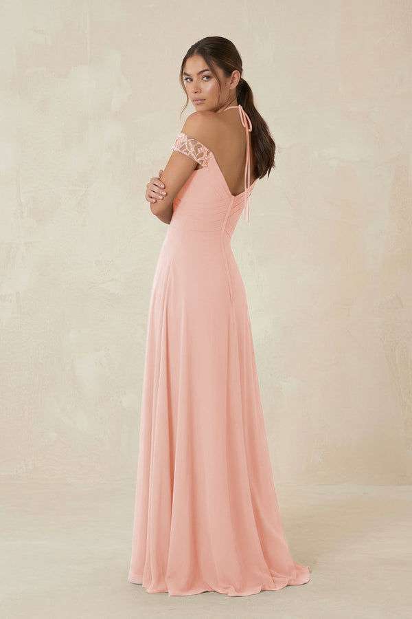 A-Line Off-the-Shoulder Chiffon Bridesmaid Dress in Rose Petal - KISS BRIDAL BRIDESMAID DRESSES