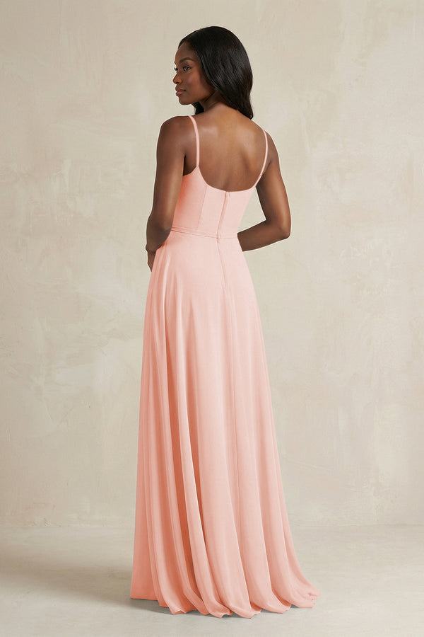 A-Line Spaghetti Straps Chiffon Bridesmaid Dress in Rose Petal - KISS BRIDAL BRIDESMAID DRESSES