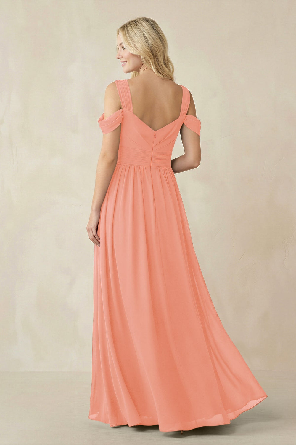 Chiffon A-Line Bridesmaid Dress with Slit  in Rosette - KISS BRIDAL BRIDESMAID DRESSES