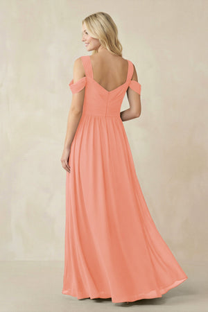 Chiffon A-Line Bridesmaid Dress with Slit  in Rosette - SHE IS ME BRIDESMAID DRESSES