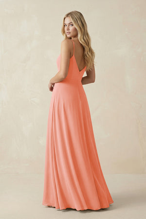 Cami Strap A-Line Chiffon Bridesmaid Dress with Slit in Rosette - SHE IS ME BRIDESMAID DRESSES