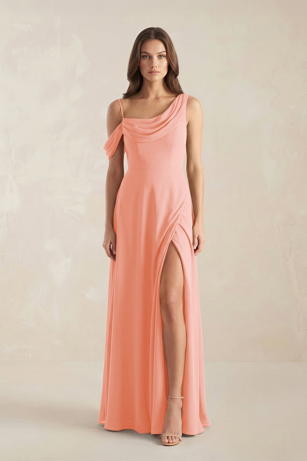 One-Shoulder Chiffon A-Line Bridesmaid Dress in Rosette - KISS BRIDAL BRIDESMAID DRESSES