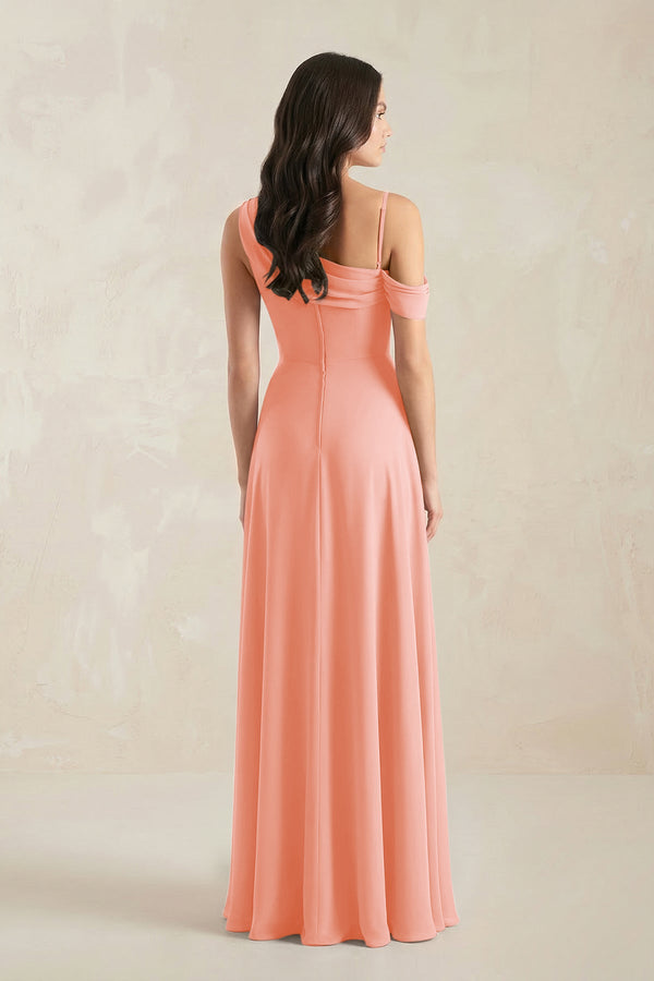 One-Shoulder Chiffon A-Line Bridesmaid Dress in Rosette - SHE IS ME BRIDESMAID DRESSES
