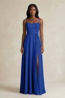 A-Line Spaghetti Straps Chiffon Bridesmaid Dress in Royal Blue - SHE IS ME BRIDESMAID DRESSES