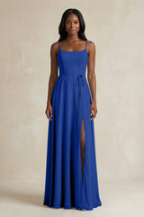A-Line Spaghetti Straps Chiffon Bridesmaid Dress in Royal Blue - KISS BRIDAL BRIDESMAID DRESSES