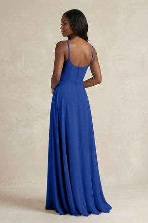 A-Line Spaghetti Straps Chiffon Bridesmaid Dress in Royal Blue - SHE IS ME BRIDESMAID DRESSES