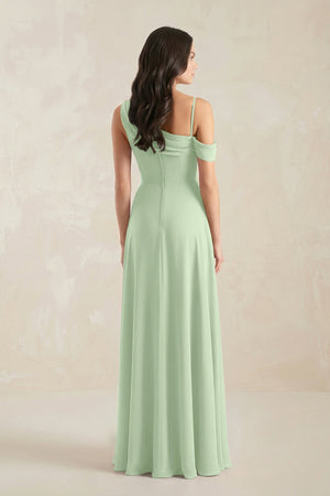 One-Shoulder Chiffon A-Line Bridesmaid Dress in Sage - SHE IS ME BRIDESMAID DRESSES