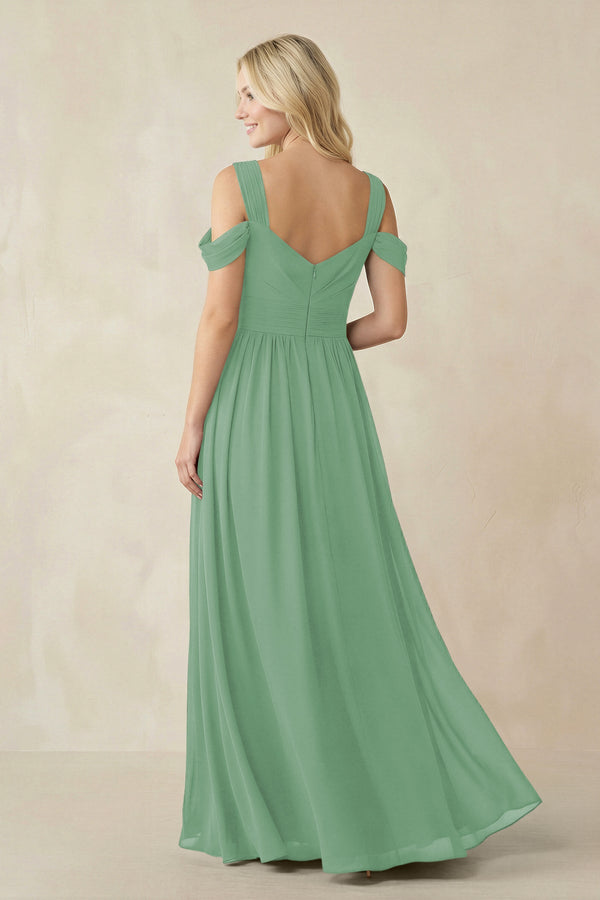 Chiffon A-Line Bridesmaid Dress with Slit  in Sea Glass - SHE IS ME BRIDESMAID DRESSES