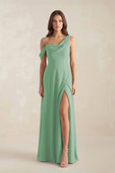 One-Shoulder Chiffon A-Line Bridesmaid Dress in Sea Glass - SHE IS ME BRIDESMAID DRESSES