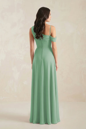 One-Shoulder Chiffon A-Line Bridesmaid Dress in Sea Glass - SHE IS ME BRIDESMAID DRESSES