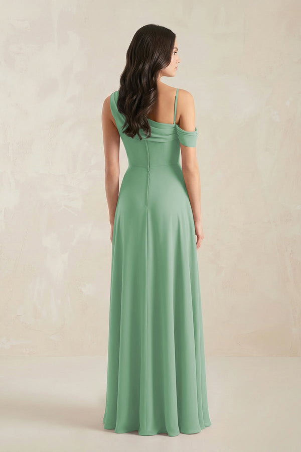 One-Shoulder Chiffon A-Line Bridesmaid Dress in Sea Glass - SHE IS ME BRIDESMAID DRESSES