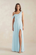 One-Shoulder Chiffon A-Line Bridesmaid Dress in Sky Blue - SHE IS ME BRIDESMAID DRESSES