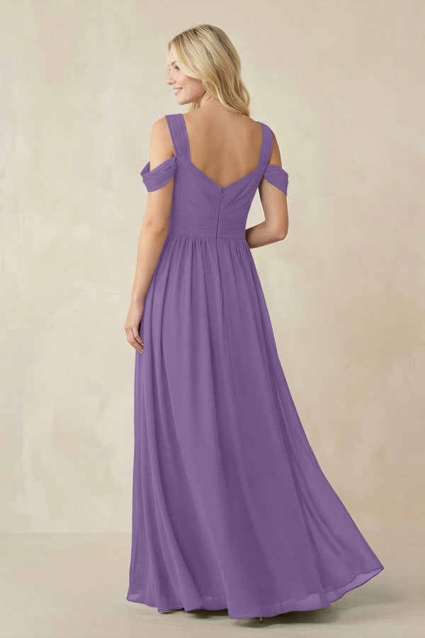 Chiffon A-Line Bridesmaid Dress with Slit  in Tahiti - SHE IS ME BRIDESMAID DRESSES