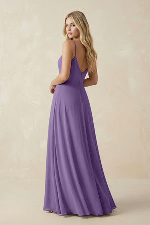 Cami Strap A-Line Chiffon Bridesmaid Dress with Slit in Tahiti - SHE IS ME BRIDESMAID DRESSES