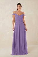 A-Line Off-the-Shoulder Chiffon Bridesmaid Dress in Tahiti - KISS BRIDAL BRIDESMAID DRESSES