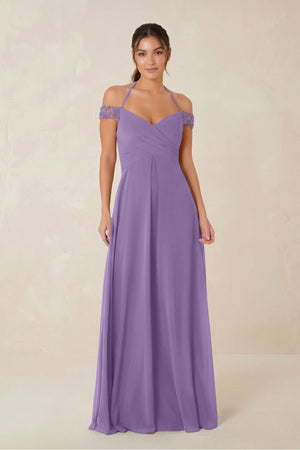 A-Line Off-the-Shoulder Chiffon Bridesmaid Dress in Tahiti - KISS BRIDAL BRIDESMAID DRESSES