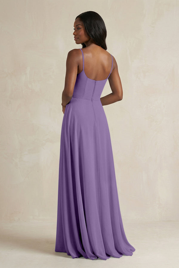A-Line Spaghetti Straps Chiffon Bridesmaid Dress in Tahiti - KISS BRIDAL BRIDESMAID DRESSES