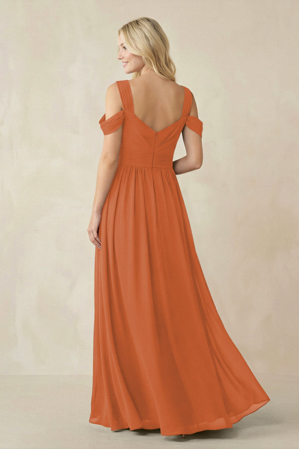 Chiffon A-Line Bridesmaid Dress with Slit  in Terracotta - SHE IS ME BRIDESMAID DRESSES