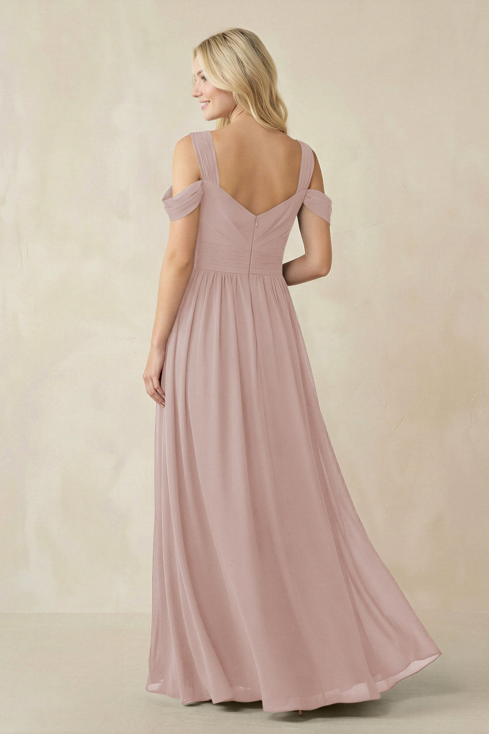 Chiffon A-Line Bridesmaid Dress with Slit  in Toffee - KISS BRIDAL BRIDESMAID DRESSES