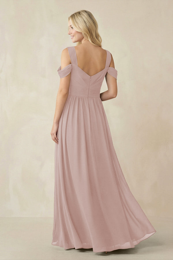 Chiffon A-Line Bridesmaid Dress with Slit  in Toffee - SHE IS ME BRIDESMAID DRESSES