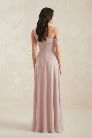 One-Shoulder Chiffon A-Line Bridesmaid Dress in Toffee - SHE IS ME BRIDESMAID DRESSES