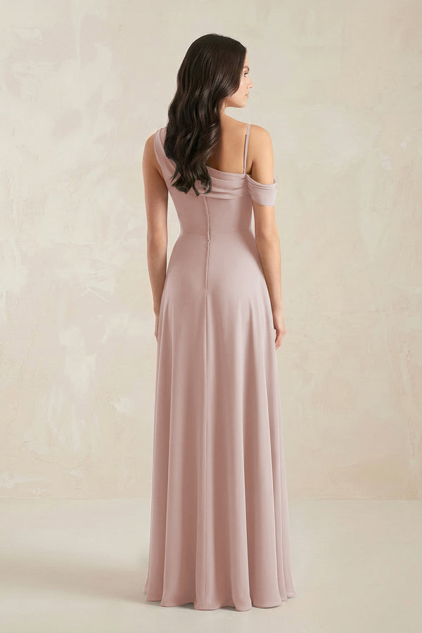 One-Shoulder Chiffon A-Line Bridesmaid Dress in Toffee - SHE IS ME BRIDESMAID DRESSES