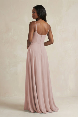 A-Line Spaghetti Straps Chiffon Bridesmaid Dress in Toffee - SHE IS ME BRIDESMAID DRESSES