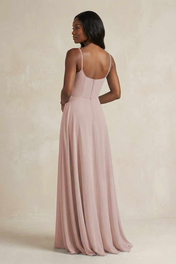 A-Line Spaghetti Straps Chiffon Bridesmaid Dress in Toffee - SHE IS ME BRIDESMAID DRESSES