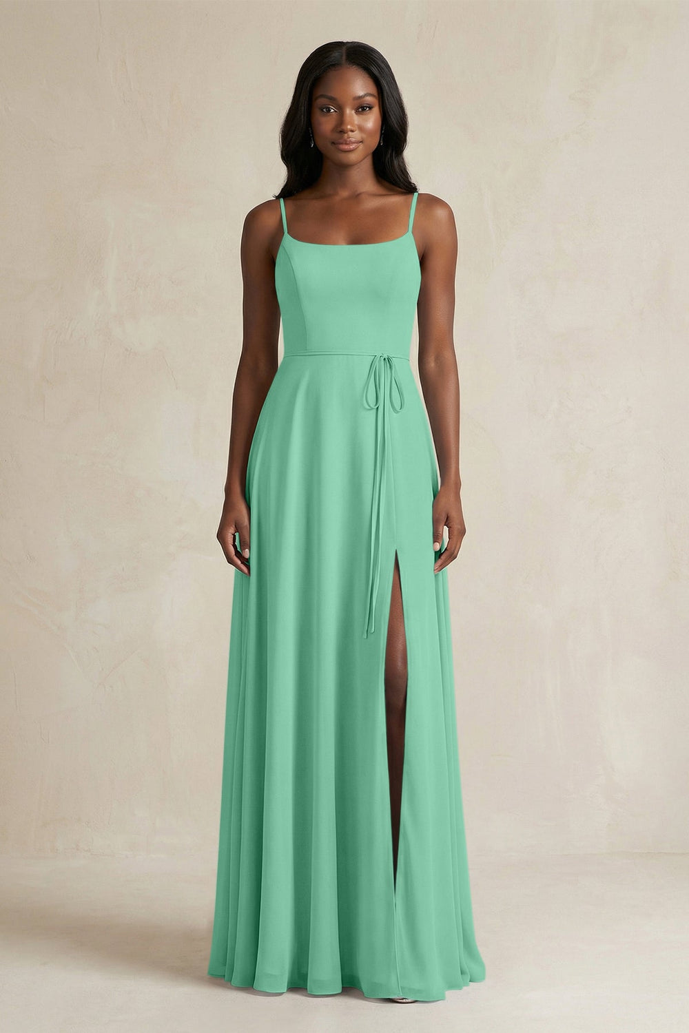 A-Line Spaghetti Straps Chiffon Bridesmaid Dress in Turquoise - KISS BRIDAL BRIDESMAID DRESSES