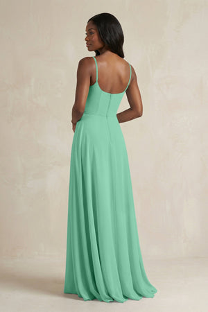 A-Line Spaghetti Straps Chiffon Bridesmaid Dress in Turquoise - SHE IS ME BRIDESMAID DRESSES
