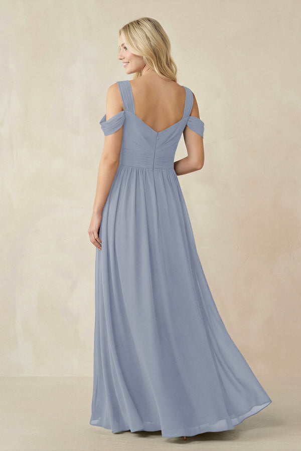 Chiffon A-Line Bridesmaid Dress with Slit  in Twilight - SHE IS ME BRIDESMAID DRESSES
