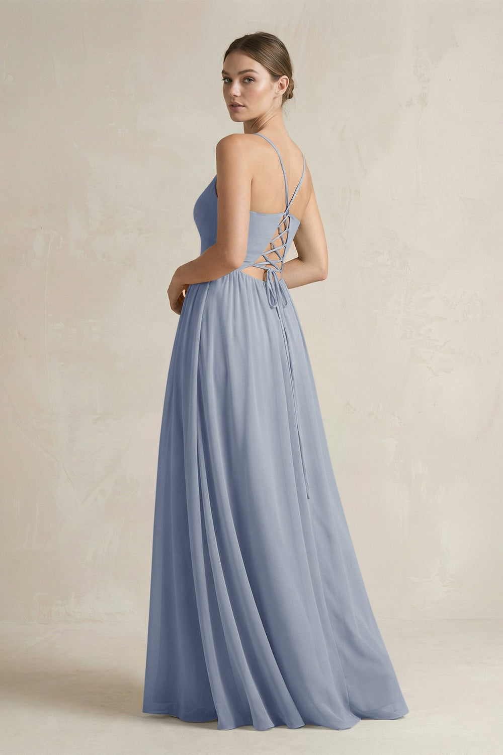 A-Line Spaghetti Strap Chiffon Bridesmaid Dress in Twilight - SHE IS ME BRIDESMAID DRESSES
