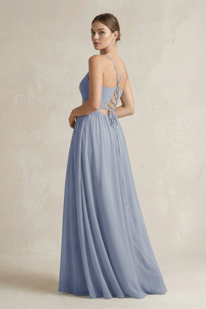 A-Line Spaghetti Strap Chiffon Bridesmaid Dress in Twilight - SHE IS ME BRIDESMAID DRESSES