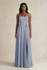 A-Line Spaghetti Straps Chiffon Bridesmaid Dress in Twilight - KISS BRIDAL BRIDESMAID DRESSES