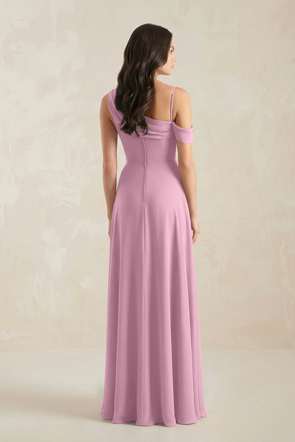 One-Shoulder Chiffon A-Line Bridesmaid Dress in Vintage Mauve - SHE IS ME BRIDESMAID DRESSES