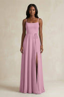A-Line Spaghetti Straps Chiffon Bridesmaid Dress in Vintage Mauve - KISS BRIDAL BRIDESMAID DRESSES