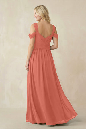 Chiffon A-Line Bridesmaid Dress with Slit  in Wild Rose - SHE IS ME BRIDESMAID DRESSES