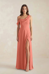 One-Shoulder Chiffon A-Line Bridesmaid Dress in Wild Rose - KISS BRIDAL BRIDESMAID DRESSES