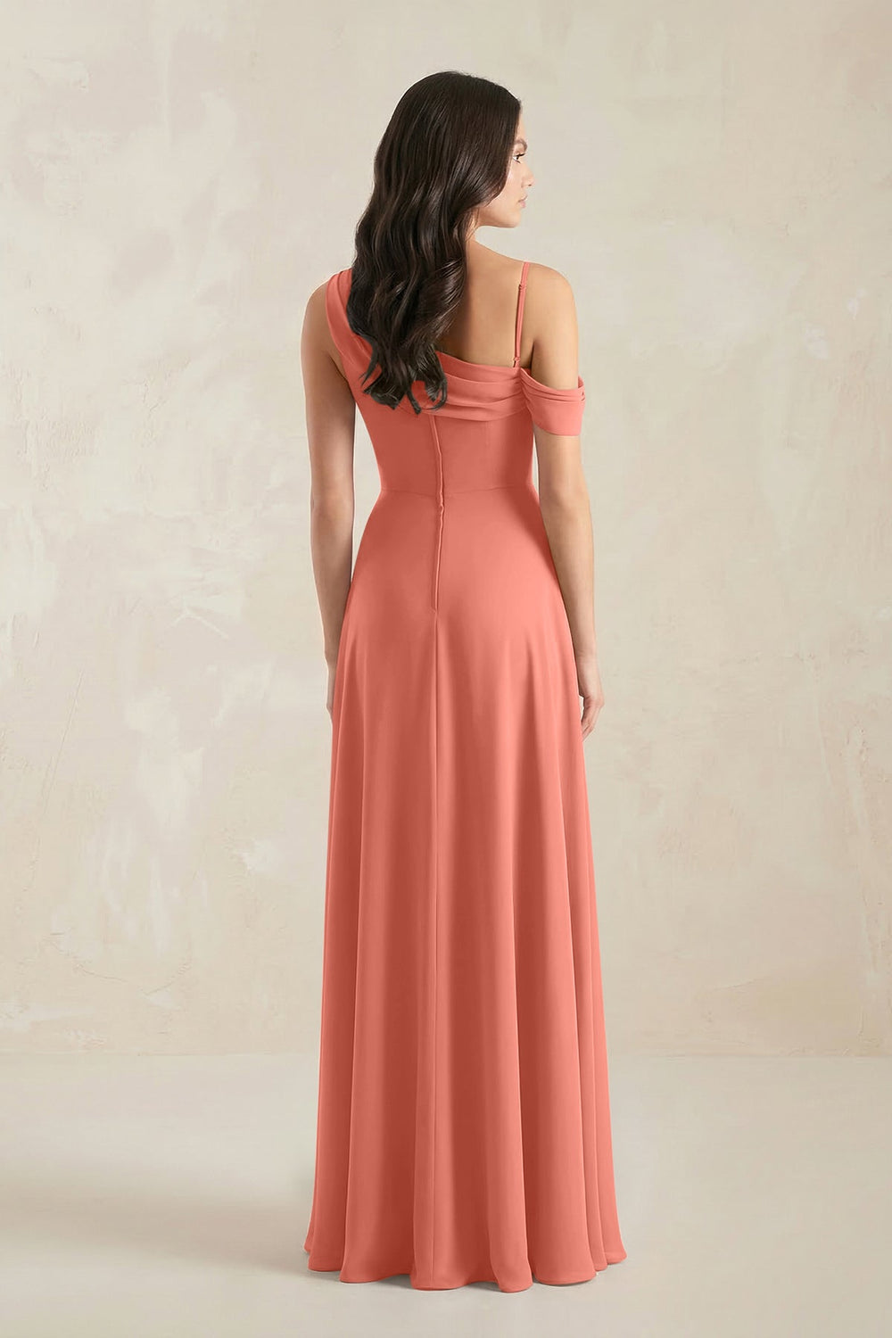 One-Shoulder Chiffon A-Line Bridesmaid Dress in Wild Rose - KISS BRIDAL BRIDESMAID DRESSES