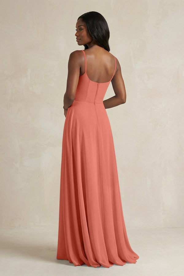 A-Line Spaghetti Straps Chiffon Bridesmaid Dress in Wild Rose - SHE IS ME BRIDESMAID DRESSES
