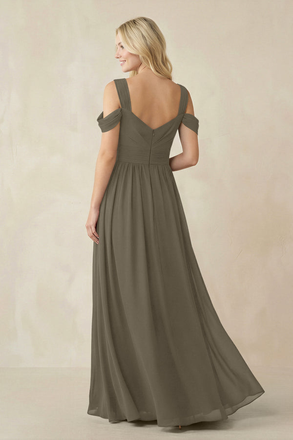 Chiffon A-Line Bridesmaid Dress with Slit  in Willow Green - SHE IS ME BRIDESMAID DRESSES
