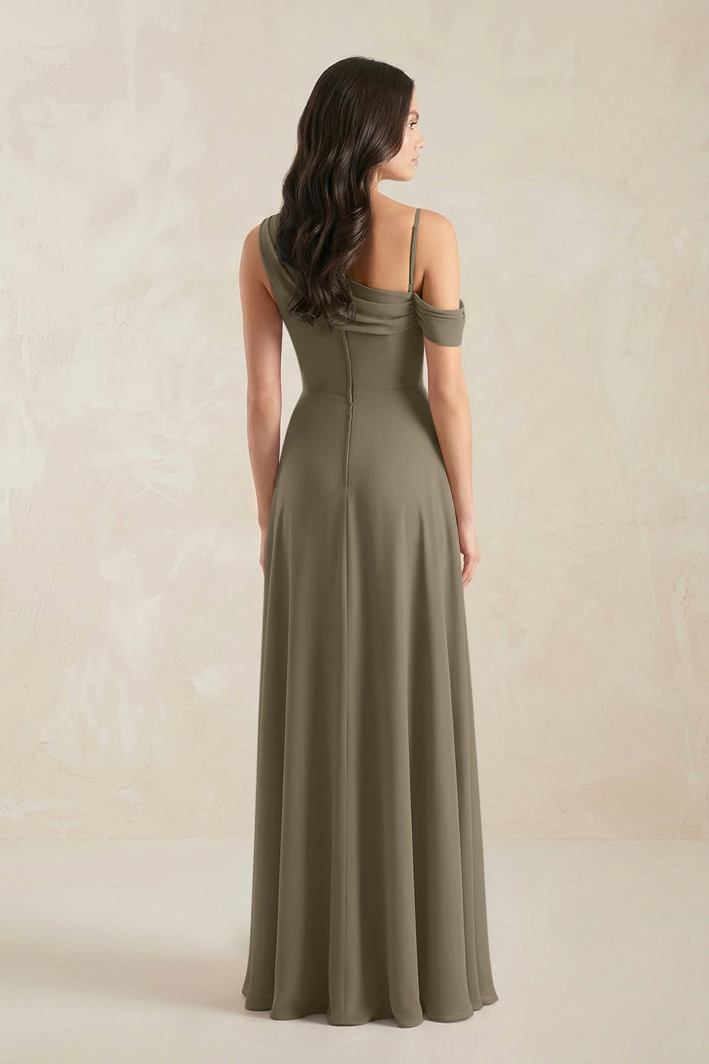 One-Shoulder Chiffon A-Line Bridesmaid Dress in Willow Green - KISS BRIDAL BRIDESMAID DRESSES