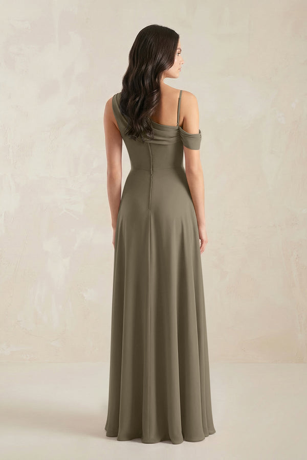 One-Shoulder Chiffon A-Line Bridesmaid Dress in Willow Green - SHE IS ME BRIDESMAID DRESSES