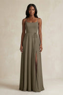 A-Line Spaghetti Straps Chiffon Bridesmaid Dress in Willow Green - SHE IS ME BRIDESMAID DRESSES