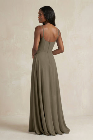 A-Line Spaghetti Straps Chiffon Bridesmaid Dress in Willow Green - SHE IS ME BRIDESMAID DRESSES